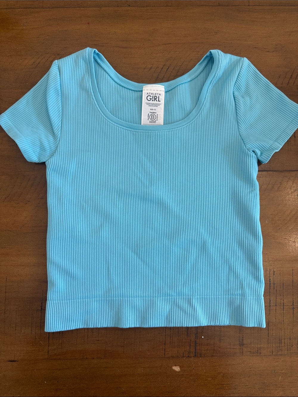 Athleta Girl Ribbed Scoop Neck Tee in Aqua Blue